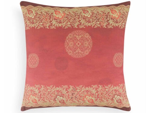 Rote Kissenhülle 40x40 mit ornamentalem Muster